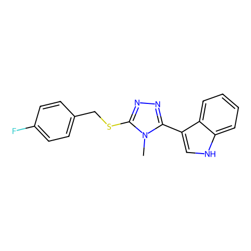 3-(5-((4-fluorobenzyl)thio)-4-methyl-4H-1,2,4-triazol-3-yl)-1H-indole structure