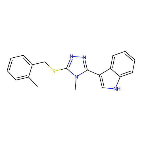 3-(4-methyl-5-((2-methylbenzyl)thio)-4H-1,2,4-triazol-3-yl)-1H-indole structure