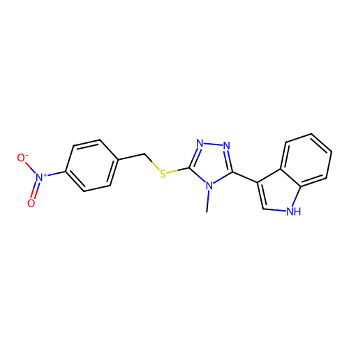 3-(4-methyl-5-((4-nitrobenzyl)thio)-4H-1,2,4-triazol-3-yl)-1H-indole structure