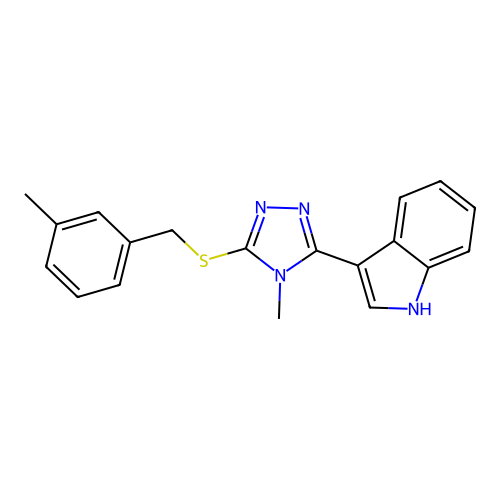 3-(4-methyl-5-((3-methylbenzyl)thio)-4H-1,2,4-triazol-3-yl)-1H-indole structure
