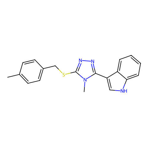 3-(4-methyl-5-((4-methylbenzyl)thio)-4H-1,2,4-triazol-3-yl)-1H-indole structure