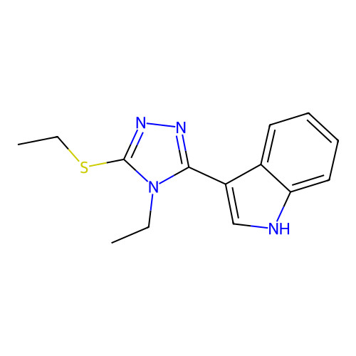3-(4-ethyl-5-(ethylthio)-4H-1,2,4-triazol-3-yl)-1H-indole structure