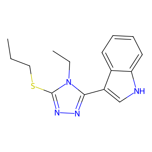 (3Z)-3-(4-ethyl-3-propylsulfanyl-1H-1,2,4-triazol-5-ylidene)indole structure