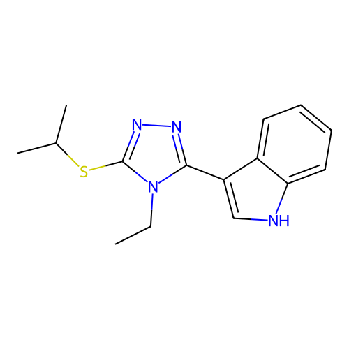 3-(4-ethyl-5-(isopropylthio)-4H-1,2,4-triazol-3-yl)-1H-indole structure