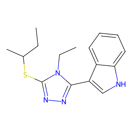 3-(5-(sec-butylthio)-4-ethyl-4H-1,2,4-triazol-3-yl)-1H-indole structure