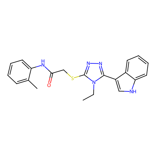 2-((4-ethyl-5-(1H-indol-3-yl)-4H-1,2,4-triazol-3-yl)thio)-N-(o-tolyl)acetamide structure