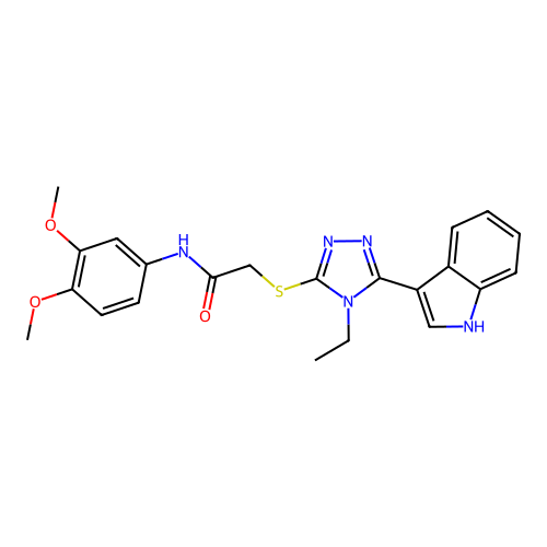 N-(3,4-dimethoxyphenyl)-2-((4-ethyl-5-(1H-indol-3-yl)-4H-1,2,4-triazol-3-yl)thio)acetamide structure
