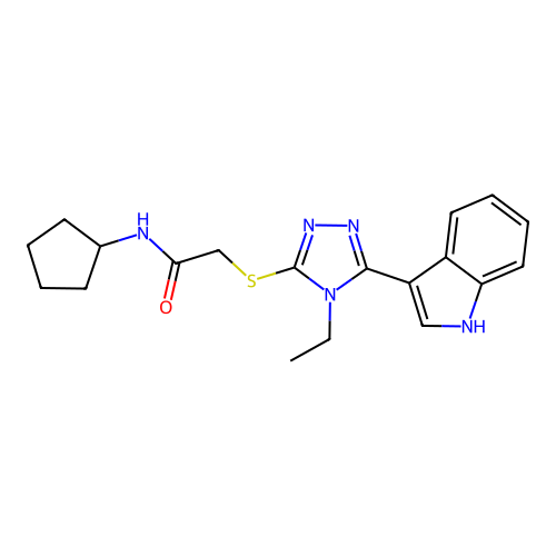 N-cyclopentyl-2-((4-ethyl-5-(1H-indol-3-yl)-4H-1,2,4-triazol-3-yl)thio)acetamide structure