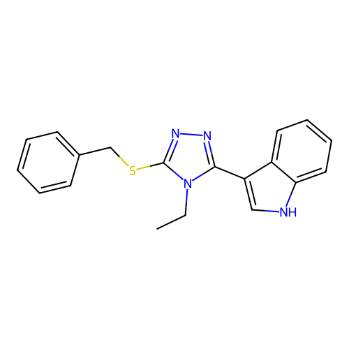 3-(5-(benzylthio)-4-ethyl-4H-1,2,4-triazol-3-yl)-1H-indole structure