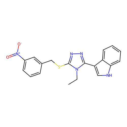 3-(4-ethyl-5-((3-nitrobenzyl)thio)-4H-1,2,4-triazol-3-yl)-1H-indole structure