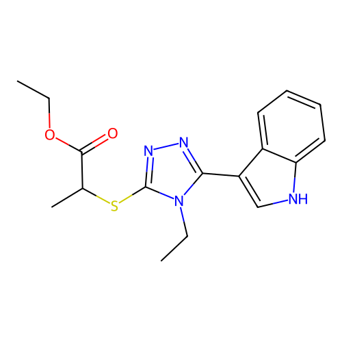 ethyl 2-((4-ethyl-5-(1H-indol-3-yl)-4H-1,2,4-triazol-3-yl)thio)propanoate structure