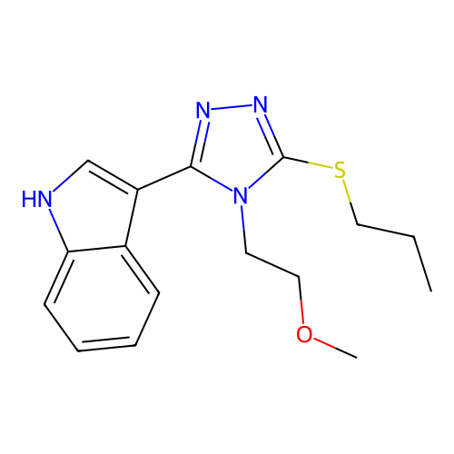 3-(4-(2-methoxyethyl)-5-(propylthio)-4H-1,2,4-triazol-3-yl)-1H-indole structure