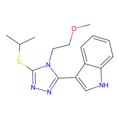 3-(5-(isopropylthio)-4-(2-methoxyethyl)-4H-1,2,4-triazol-3-yl)-1H-indole structure