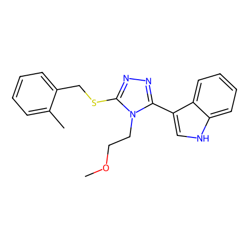 3-(4-(2-methoxyethyl)-5-((2-methylbenzyl)thio)-4H-1,2,4-triazol-3-yl)-1H-indole structure