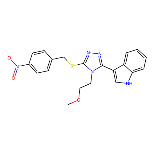 3-(4-(2-methoxyethyl)-5-((4-nitrobenzyl)thio)-4H-1,2,4-triazol-3-yl)-1H-indole structure