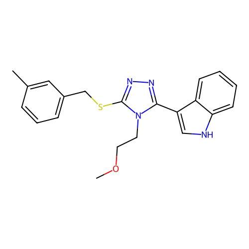 3-(4-(2-methoxyethyl)-5-((3-methylbenzyl)thio)-4H-1,2,4-triazol-3-yl)-1H-indole structure