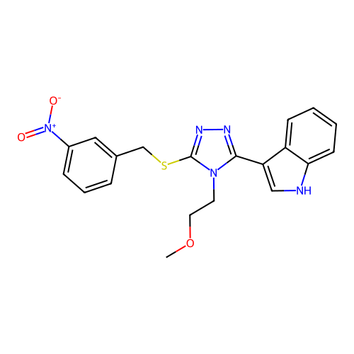 3-(4-(2-methoxyethyl)-5-((3-nitrobenzyl)thio)-4H-1,2,4-triazol-3-yl)-1H-indole structure