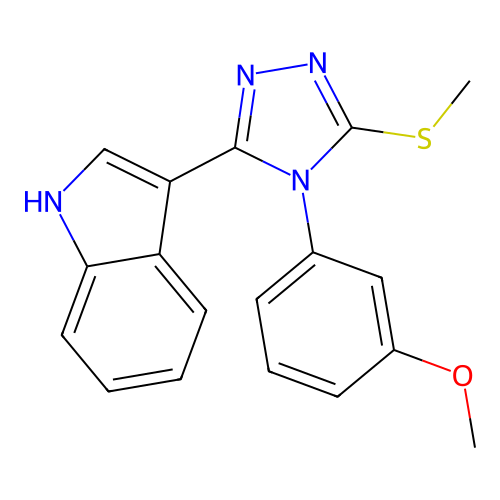 3-(4-(3-methoxyphenyl)-5-(methylthio)-4H-1,2,4-triazol-3-yl)-1H-indole structure