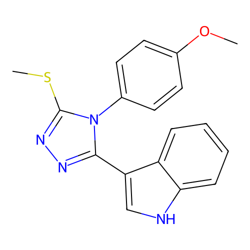 3-[4-(4-methoxyphenyl)-5-(methylsulfanyl)-4H-1,2,4-triazol-3-yl]-1H-indole structure