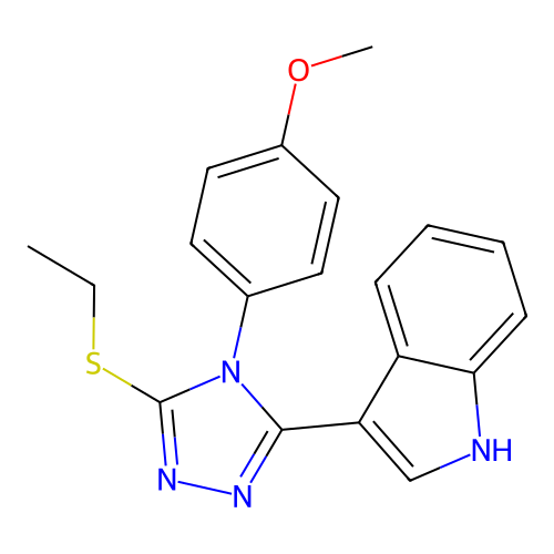 3-[5-(ethylsulfanyl)-4-(4-methoxyphenyl)-4H-1,2,4-triazol-3-yl]-1H-indole structure
