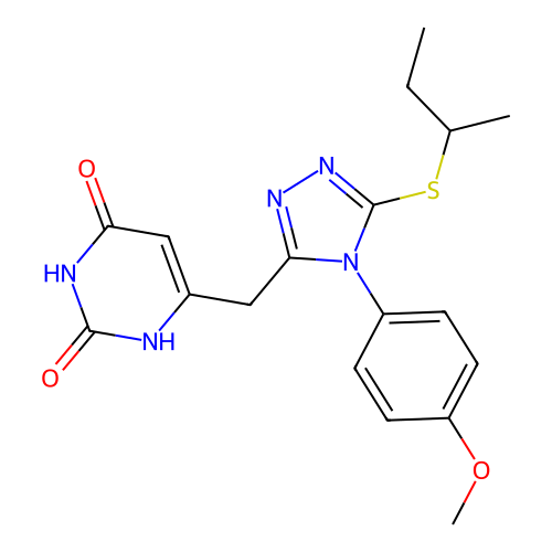 6-((5-(sec-butylthio)-4-(4-methoxyphenyl)-4H-1,2,4-triazol-3-yl)methyl)pyrimidine-2,4(1H,3H)-dione structure