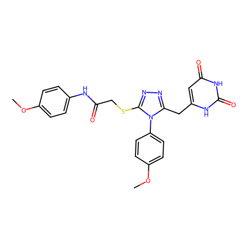 2-((5-((2,6-dioxo-1,2,3,6-tetrahydropyrimidin-4-yl)methyl)-4-(4-methoxyphenyl)-4H-1,2,4-triazol-3-yl)thio)-N-(4-methoxyphenyl)acetamide structure