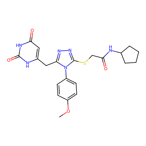 N-cyclopentyl-2-((5-((2,6-dioxo-1,2,3,6-tetrahydropyrimidin-4-yl)methyl)-4-(4-methoxyphenyl)-4H-1,2,4-triazol-3-yl)thio)acetamide structure