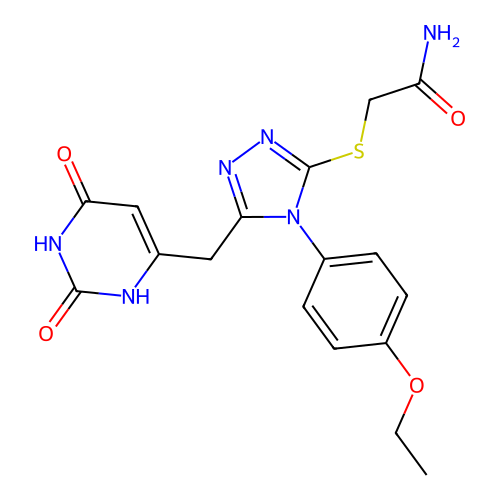 2-((5-((2,6-dioxo-1,2,3,6-tetrahydropyrimidin-4-yl)methyl)-4-(4-ethoxyphenyl)-4H-1,2,4-triazol-3-yl)thio)acetamide structure