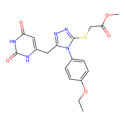 methyl 2-((5-((2,6-dioxo-1,2,3,6-tetrahydropyrimidin-4-yl)methyl)-4-(4-ethoxyphenyl)-4H-1,2,4-triazol-3-yl)thio)acetate structure