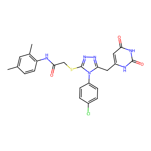 2-((4-(4-chlorophenyl)-5-((2,6-dioxo-1,2,3,6-tetrahydropyrimidin-4-yl)methyl)-4H-1,2,4-triazol-3-yl)thio)-N-(2,4-dimethylphenyl)acetamide structure