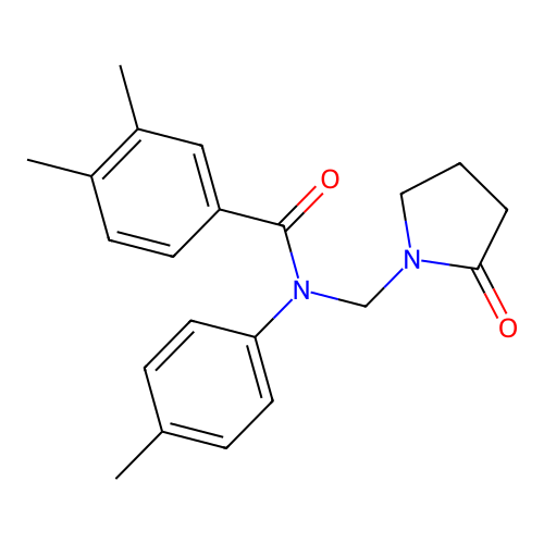 3,4-dimethyl-N-(4-methylphenyl)-N-[(2-oxopyrrolidin-1-yl)methyl]benzamide structure