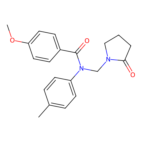 4-methoxy-N-(4-methylphenyl)-N-[(2-oxopyrrolidin-1-yl)methyl]benzamide structure