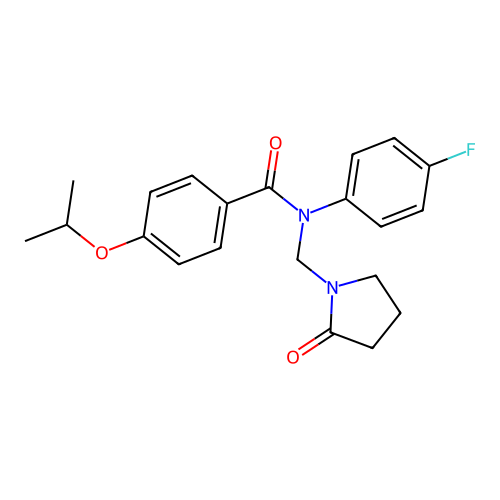 N-(4-fluorophenyl)-4-isopropoxy-N-((2-oxopyrrolidin-1-yl)methyl)benzamide structure