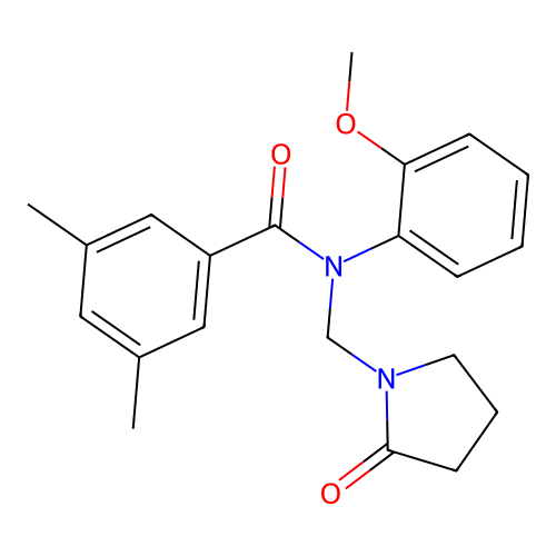 N-(2-methoxyphenyl)-3,5-dimethyl-N-[(2-oxopyrrolidin-1-yl)methyl]benzamide structure
