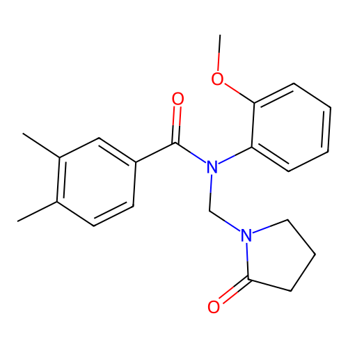N-(2-methoxyphenyl)-3,4-dimethyl-N-[(2-oxopyrrolidin-1-yl)methyl]benzamide structure