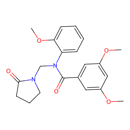 3,5-dimethoxy-N-(2-methoxyphenyl)-N-[(2-oxopyrrolidin-1-yl)methyl]benzamide structure