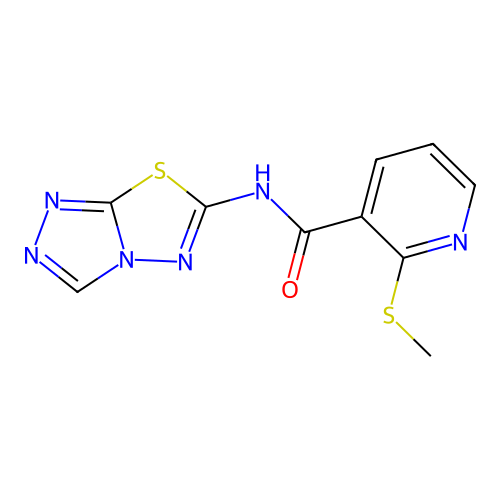 N-([1,2,4]Triazolo[3,4-b][1,3,4]thiadiazol-6-yl)-2-(methylthio)nicotinamide structure