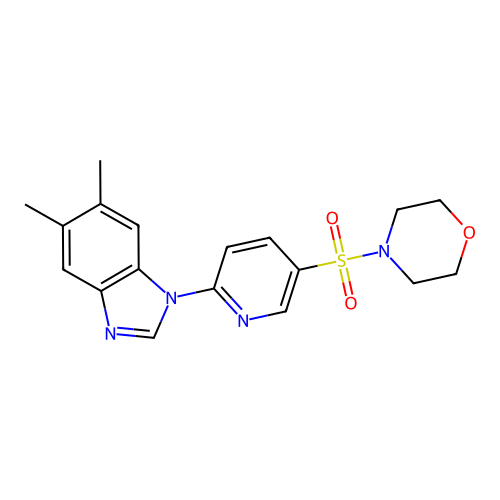 5,6-dimethyl-1-[5-(morpholine-4-sulfonyl)pyridin-2-yl]-1H-1,3-benzodiazole structure