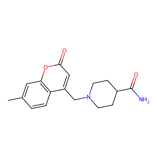 1-[(7-Methyl-2-oxochromen-4-yl)methyl]piperidine-4-carboxamide structure