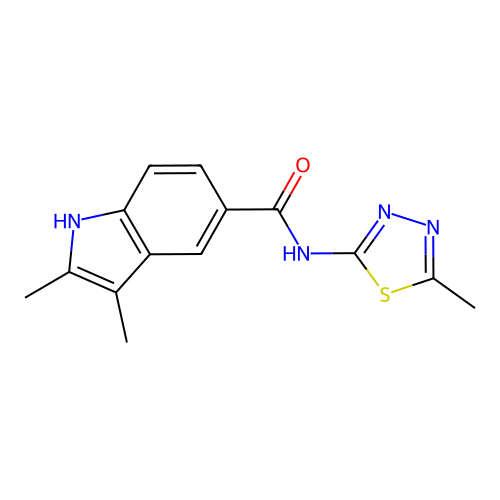 2,3-dimethyl-N-(5-methyl-1,3,4-thiadiazol-2-yl)-1H-indole-5-carboxamide structure