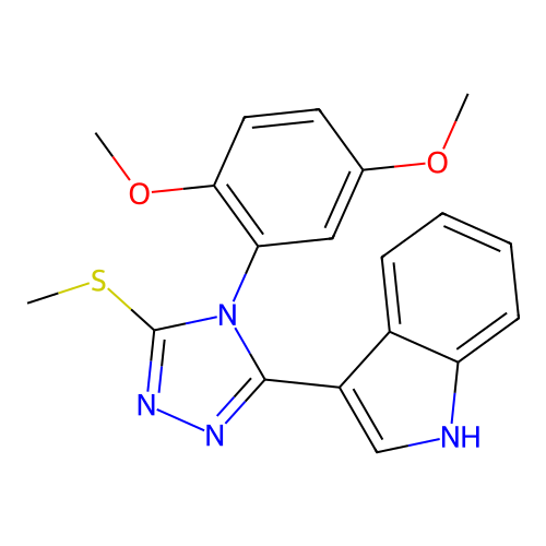 3-(4-(2,5-dimethoxyphenyl)-5-(methylthio)-4H-1,2,4-triazol-3-yl)-1H-indole structure