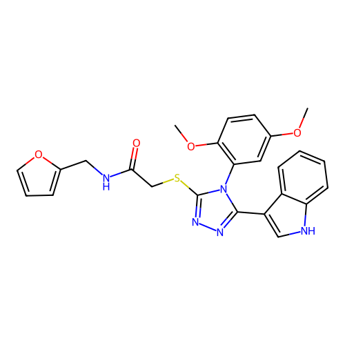 2-((4-(2,5-dimethoxyphenyl)-5-(1H-indol-3-yl)-4H-1,2,4-triazol-3-yl)thio)-N-(furan-2-ylmethyl)acetamide structure
