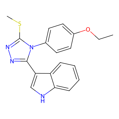 3-[4-(4-ethoxyphenyl)-5-(methylsulfanyl)-4H-1,2,4-triazol-3-yl]-1H-indole structure