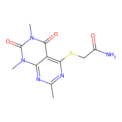 2-(1,3,7-Trimethyl-2,4-dioxopyrimido[4,5-d]pyrimidin-5-yl)sulfanylacetamide structure