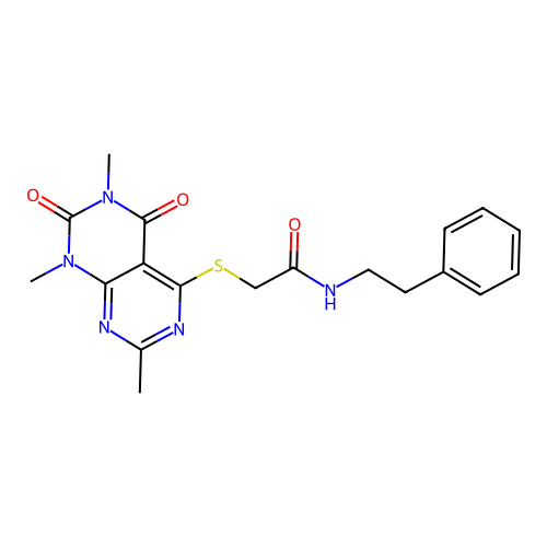 N-(2-phenylethyl)-2-({2,6,8-trimethyl-5,7-dioxo-5H,6H,7H,8H-[1,3]diazino[4,5-d]pyrimidin-4-yl}sulfanyl)acetamide structure