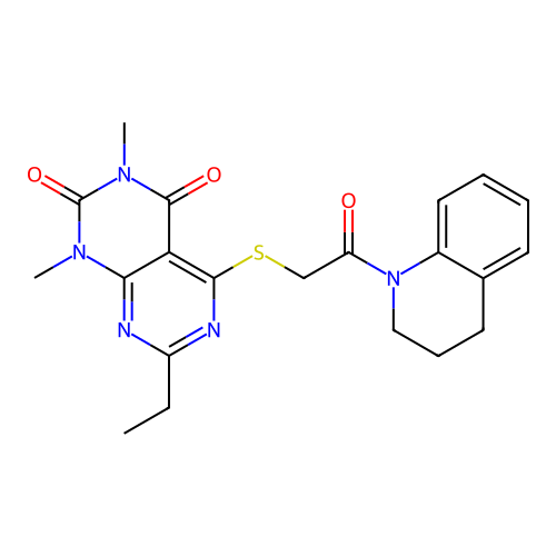 7-ethyl-1,3-dimethyl-5-{[2-oxo-2-(1,2,3,4-tetrahydroquinolin-1-yl)ethyl]sulfanyl}-1H,2H,3H,4H-[1,3]diazino[4,5-d]pyrimidine-2,4-dione structure