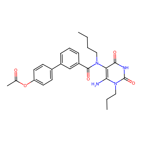 [4-[3-[(6-amino-2,4-dioxo-1-propylpyrimidin-5-yl)-butylcarbamoyl]phenyl]phenyl] acetate structure