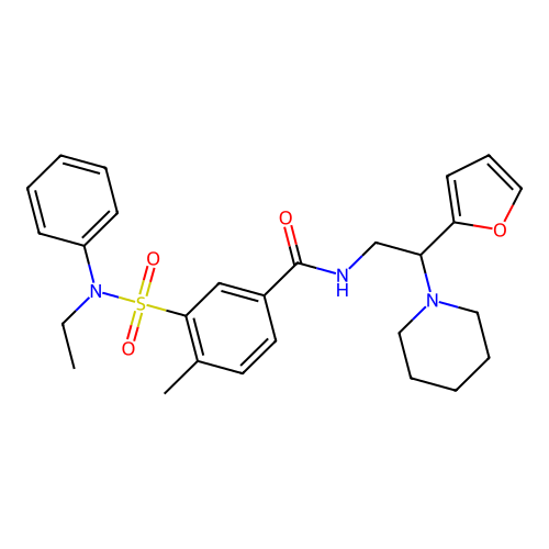 3-[ethyl(phenyl)sulfamoyl]-N-[2-(furan-2-yl)-2-piperidin-1-ylethyl]-4-methylbenzamide structure