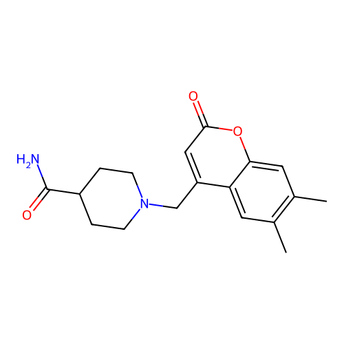 1-[(6,7-Dimethyl-2-oxochromen-4-yl)methyl]piperidine-4-carboxamide structure