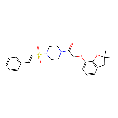 2-[(2,2-dimethyl-2,3-dihydro-1-benzofuran-7-yl)oxy]-1-[4-(2-phenylethenesulfonyl)piperazin-1-yl]ethan-1-one structure